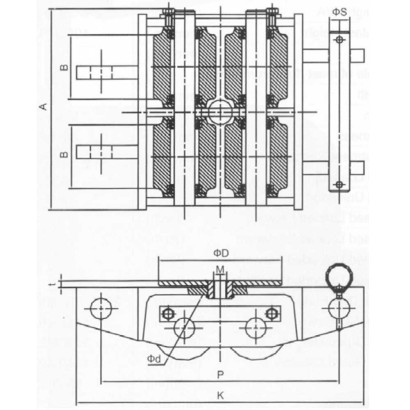 Guida sterzante con pattini 4 rulli poliuretano piastra girevole t.8 orientare spostare carichi pesanti voluminosi NSW80F+NCROF