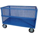 Carrello contenitore in rete una sponda ribaltabile 90x60x60 4 ruote kg.350 trasporto sacchi sfusi imballati in magazzini 42F-C1