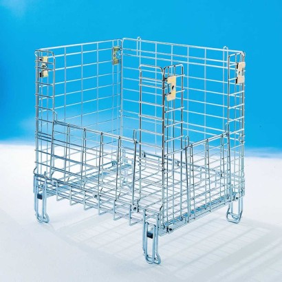 Contenitore pieghevole mezzo modulo cestone gabbia metallica sovrapponibile accatastabile trasporto esposizione nei supermercati