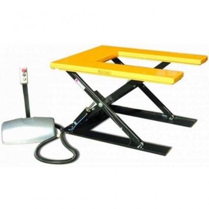 Piattaforma elevatrice elettrica trifase singolo pantografo pianale cm.145x114xh.max.76 ad U posiziona pallet Kg.1000  NPF100EUF