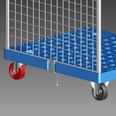 Roll container professionale realizzato con la base in hdpe sanificabile con getto di vapore, liscia, anti-rumore e colorata.