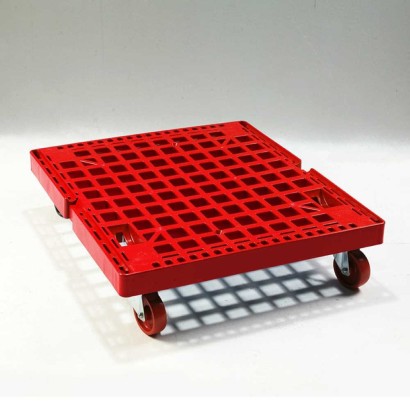 Roll-Container lavanderia composta da base in plastica con 2 ruote fisse e 2 girevoli + 3 Pareti.