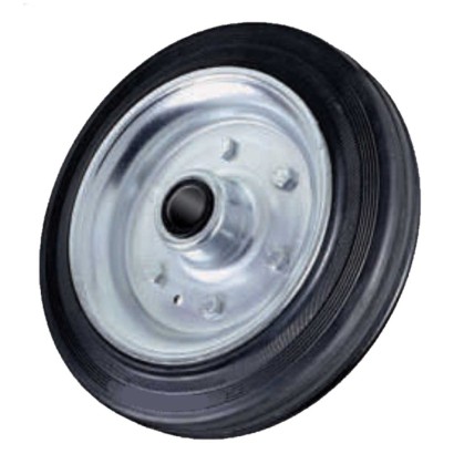 Ruota industriale 125x37,5 gomma nera piena disco ferro cuscinetti trasporto movimentazione manuale carrelli portata 110 ERS125F