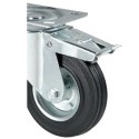 Ruota supporto girevole con freno d.150 gomma nera piena disco ferro con cuscinetti per carichi media portata Kg.150 EPRS150/2F