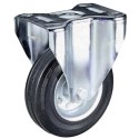 Ruota montata su supporto fisso d.80 gomma nera piena disco ferro cuscinetti a rulli per carrelli e carichi medi Kg.50 EFRS80F
