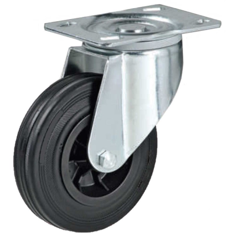 MroMax Ruote Fisse In Gomma 25mm Con Piastra, 4 Pezzi, Capacità 5kg Cad., Per Mobili E Piccole Attrezzature