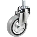 Ruota girevole per mobili gomma grigia sintetica antitraccia d.80 perno filettato  Kg.60 trasporto carrelli arredo TBF80CGM1025