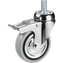 Ruota girevole e freno per mobili gomma grigia antitraccia d.100 perno filettato Kg80 trasporto carrelli arredo TBBF100CGM12X30F