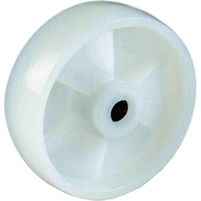 Ruota in nylon bianco antitraccia ø80x30 cuscinetti kg.100 per spostamento carrelli carichi medi per industrie alimentari NVR80F