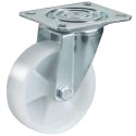 Ruota girevole in nylon bianco ø100 supporto rotante kg.130 spostamento carrelli carichi medi per industrie alimentari NVPRX100F