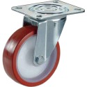 Ruota girevole in nylon rivestimento poliuretano ø80x30 mozzo a rulli supporto rotante per carrelli carichi medi Kg.100 NYPRX80F