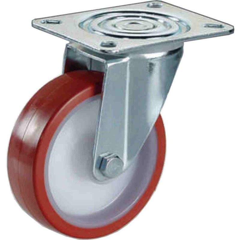 Ruota In Poliuretano Per Carrello 200 Mm Con Cuscinetti A Sfera - Foro 20 Mm - Portata 850 Kg