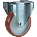 Ruota in nylon rivestimento poliuretano ø125x35 mozzo rulli supporto fisso per carrelli trasporto carichi medi Kg.180 NYFR125F