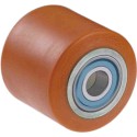 Rullo in acciaio rivestito in poliuretano ø80x60mm cuscinetti sfere ricambi carrelli transpallets carichi gravosi Kg.530 RP8060F