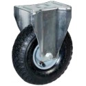 Ruota pneumatica con disco in lamiera mm.260x85 con supporto fisso e mozzo a rulli per carrelli e carichi medi kg.175 PNLRF260F