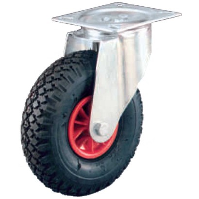 Ruota pneumatica girevole antiforatura imperforabile supporto rotante disco plastica ø260mm trasporto carrelli kg.100 PNRPF-SOFT