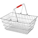 Cestino spesa self-service acciaio cromato cesto 2 manici Lt.20 per minimarket negozi supermercati farmacie profumerie CESTELLO