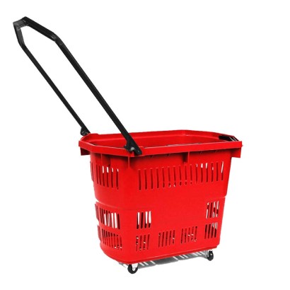 Cestino spesa trolley rettangolare Lt.55 cesto plastica libero servizio 4 ruote 2 maniglie 390x580x460h supermercati 018400000RF