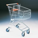 Carrello spesa selfservice per supermercato imbottigliabile Lt.120 in filo metallico 4 ruote girevoli con portababy 01CAACP12003