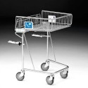 Carrello spesa supermercato Lt.62 in filo metallico con 4 ruote girevoli per disabili con pinze aggancio carrozzina 01CAMV6203