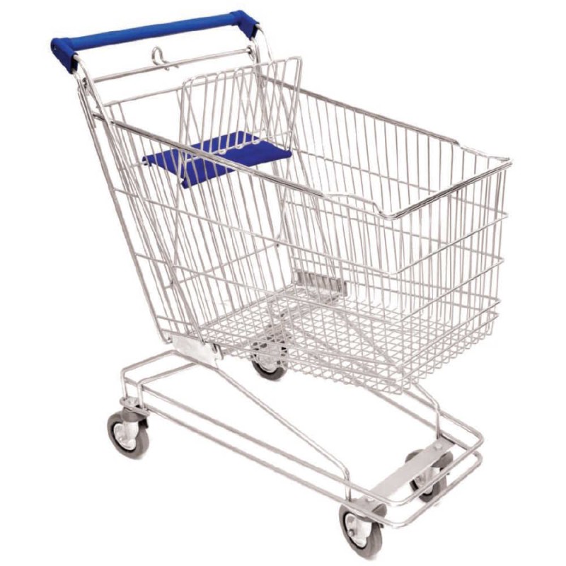 Carrello spesa per supermercati selfservice imbottigliabile 60 litri filo metallico per shopping negozi discount minimarket SS60