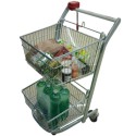 Carrello spesa a due cestelli in filo metallico montati in altezza per self-service minimarket discount negozi profumerie BAFEKF