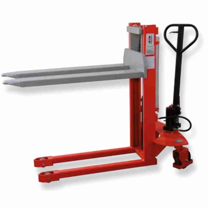 Carrello sollevatore manuale h.mm.800 kg.1000 forche mm540x1150 per spostare bancali su scaffali bassi camion logistica N1/S08GF