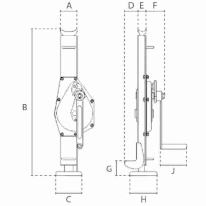 Binda meccanica a cremagliera robusta cric a manovella per sollevamento sicuro industriale carichi portata kg. 5000 NBM50F