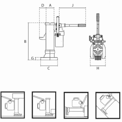 Binda idraulica di sollevamento compatta per spazi ridotti sicura con discesa carico controllata portata kg. 10000 - NBI10F