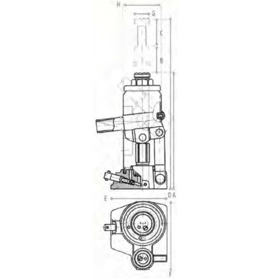 Martinetto idraulico oleodinamico di sollevamento a bottiglia per carichi pesanti per officine portata kg. 2000 - NDB2000F