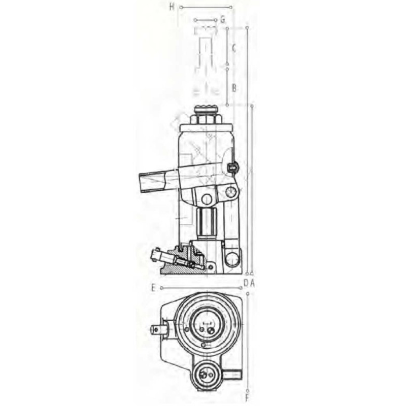 Martinetto idraulico oleodinamico di sollevamento a bottiglia per carichi pesanti per officine portata kg. 3000 - NDB3000F