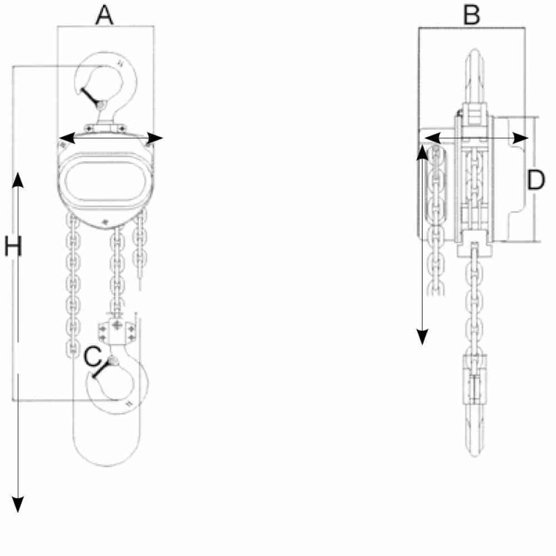 Paranco manuale professionale catena mt.3 sollevatore leggero compatto sicuro portata kg.1000 sollevamento carichi - NPA100F