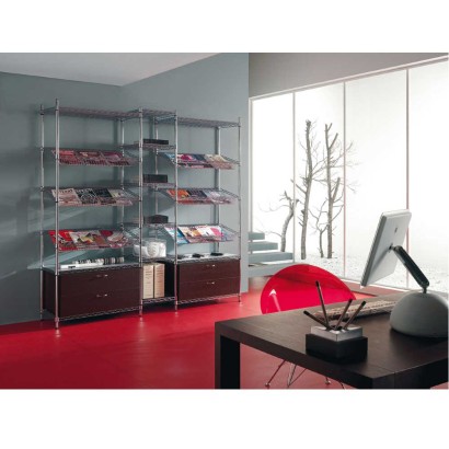 Ripiano componibile filo acciaio cromato cm.20x91 scaffale libreria espositore americano Archimede arredo casa ufficio AO108361F