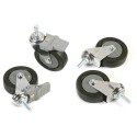 Set 4 ruote piroettanti in gomma Ø7,5cm staffa girevole 2 freno girevoli perno per montanti trasporto carrelli Archimede pu0031F