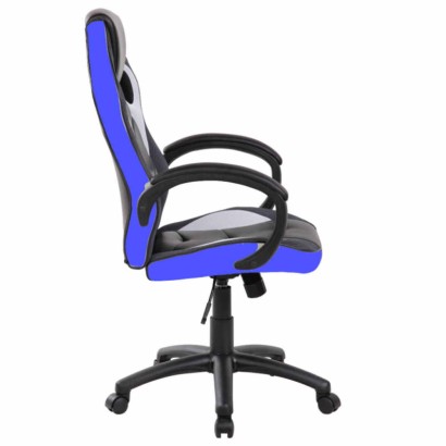 Sedia poltrona gaming adulto alzata a gas girevole con rotelle e braccioli morbida imbottitura las vegas nera blu GA9381BF