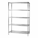 Kit Scaffale libreria espositore 5 ripiani in filo acciaio cromato Archimede cm.45x120xh200 Kg.100 arredo casa ufficio 5X451220F