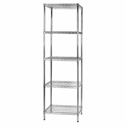 Kit Scaffale libreria espositore 5 ripiani in filo acciaio cromato Archimede cm.60x60xh200 Kg.100 arredo casa ufficio 5X606020F