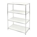 Libreria scaffale spalle cromate 4 ripiani bianchi acciaio antigraffio cm.80x40xh120 arredo casa uffici Easy Systems E-408012WF