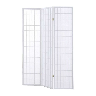 Paravento separè in legno 3 ante bianco carta riso pannello cm43,5x178 pareti mobili schermi fronte retro per separare NY1004-3F