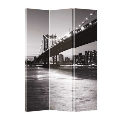 Paravento separè in legno e tela stampata 3 ante ponte di Brooklyn pannello 40x180 pareti mobili schermi per separare NY1068-3F