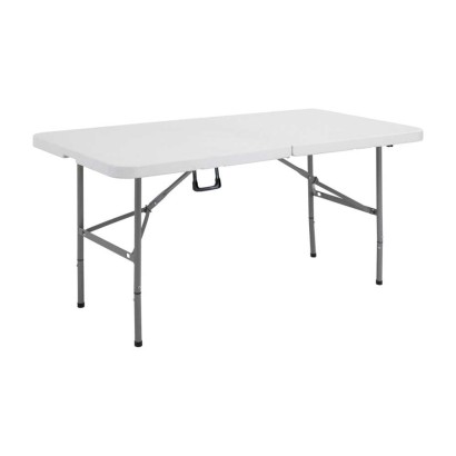 Tavolo rettangolare salvaspazio gambe acciaio e piano resina bianco pieghevoli cm.152x76xh74 catering campeggio giardini CZ152FF