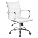 Sedia poltrona direzionale in rete traspirante bianca braccioli alzata regolabile a gas con ruote oscillante Dallas HC9812MF
