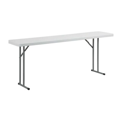 Tavolo rettangolare salvaspazio gambe acciaio pieghevoli piano resina bianco fisso 180x45xh74 catering campeggio giardino CZ180F