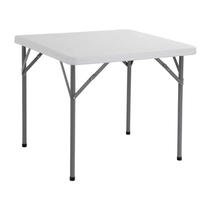Tavolo quadrato gambe acciaio pieghevoli e piano resina bianco fisso  cm.86x86xh.74 CZ86F