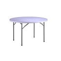 Tavolo circolare tondo salvaspazio gambe acciaio pieghevoli e piano resina bianco fisso cm.122xh74 per catering giardini CZ123RF