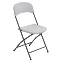 Sedia pieghevole salvaspazio robusta in polietilene bianco e gambe in acciaio cm.43x43xh.83 per giardini catering campeggi CD40F