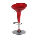 Sgabello ABS rosso lucido cm.39x45xh.55/78 girevole altezza regolabile base cromata arredo cucina bar caffè catering pub HC148RF