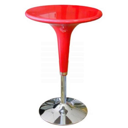 Tavolo tondo circolare rosso in ABS cm.Ø.60xh.72/92 altezza regolabile base cromata arredo cucina bar caffè catering pub HC170RF