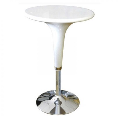 Tavolo tondo circolare bianco in ABS cm.Ø.60xh72/92 altezza regolabile base cromata arredo cucina bar caffè catering pub HC170WF