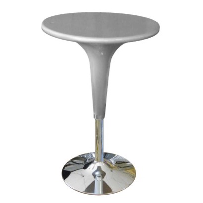 Tavolo tondo circolare grigio in ABS cm.Ø.60xh72/92 altezza regolabile base cromata arredo cucina bar caffè catering pub HC170GF